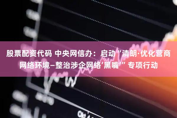 股票配资代码 中央网信办：启动“清朗·优化营商网络环境—整治涉企网络‘黑嘴’”专项行动